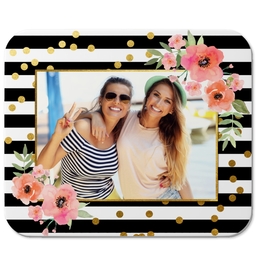 Photo Mouse Pad with Bold Floral Stripes design