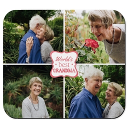 Photo Mouse Pad with World's Best Grandma Pink Emblem design