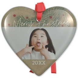 Heart Acrylic Ornament with Kraft Christmas design