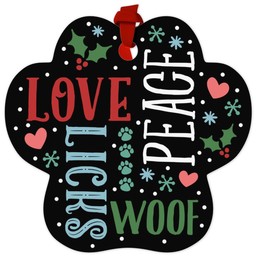 Paw Metal Ornament with Christmas Love design