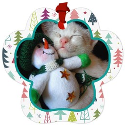 Paw Metal Ornament with Colorful Christmas design