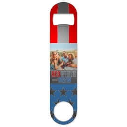Bottle Openers with Red White and Brew design