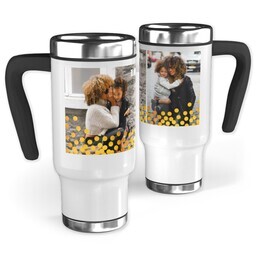 14oz Stainless Steel Travel Photo Mug with Gold Confetti design