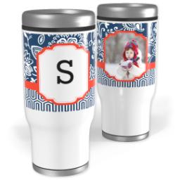 Thumbnail for Stainless Steel Tumbler, 14oz with Fancy Brocade Monogram design 1