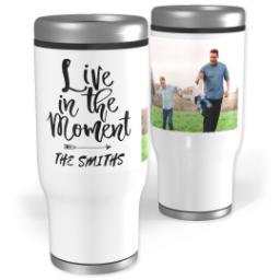 Thumbnail for Stainless Steel Tumbler, 14oz with Live In The Moment design 1
