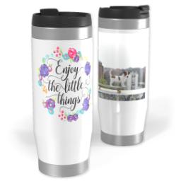Thumbnail for 14oz Personalized Travel Tumbler with Enjoy Little Things Bouquet design 1
