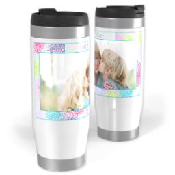 Thumbnail for 14oz Personalized Travel Tumbler with Flower Frame design 1