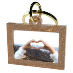 Thumbnail for Acrylic Photo Keychain - Horizontal Rectangle, Gold Sparkle with Full Photo design 2