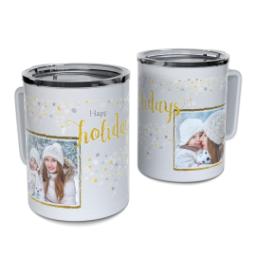 Thumbnail for Personalized Coffee Travel Mugs with Happy Holidays Confetti design 1