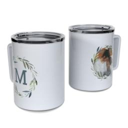 Thumbnail for Personalized Coffee Travel Mugs with Leaf Wreath design 1